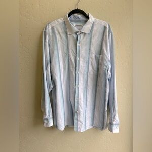 Tommy Bahama linen blend long sleeve button down shirt size XL beach casual